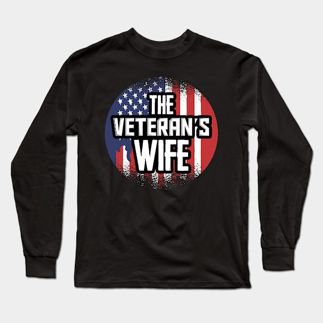 American Flag  The Veterans Wife Long Sleeve T-Shirt by Caskara